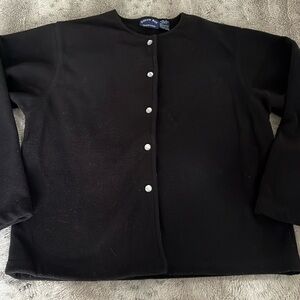 Black fleece cardigan jacket M pearlized buttons vintage classic South Bay Sport
